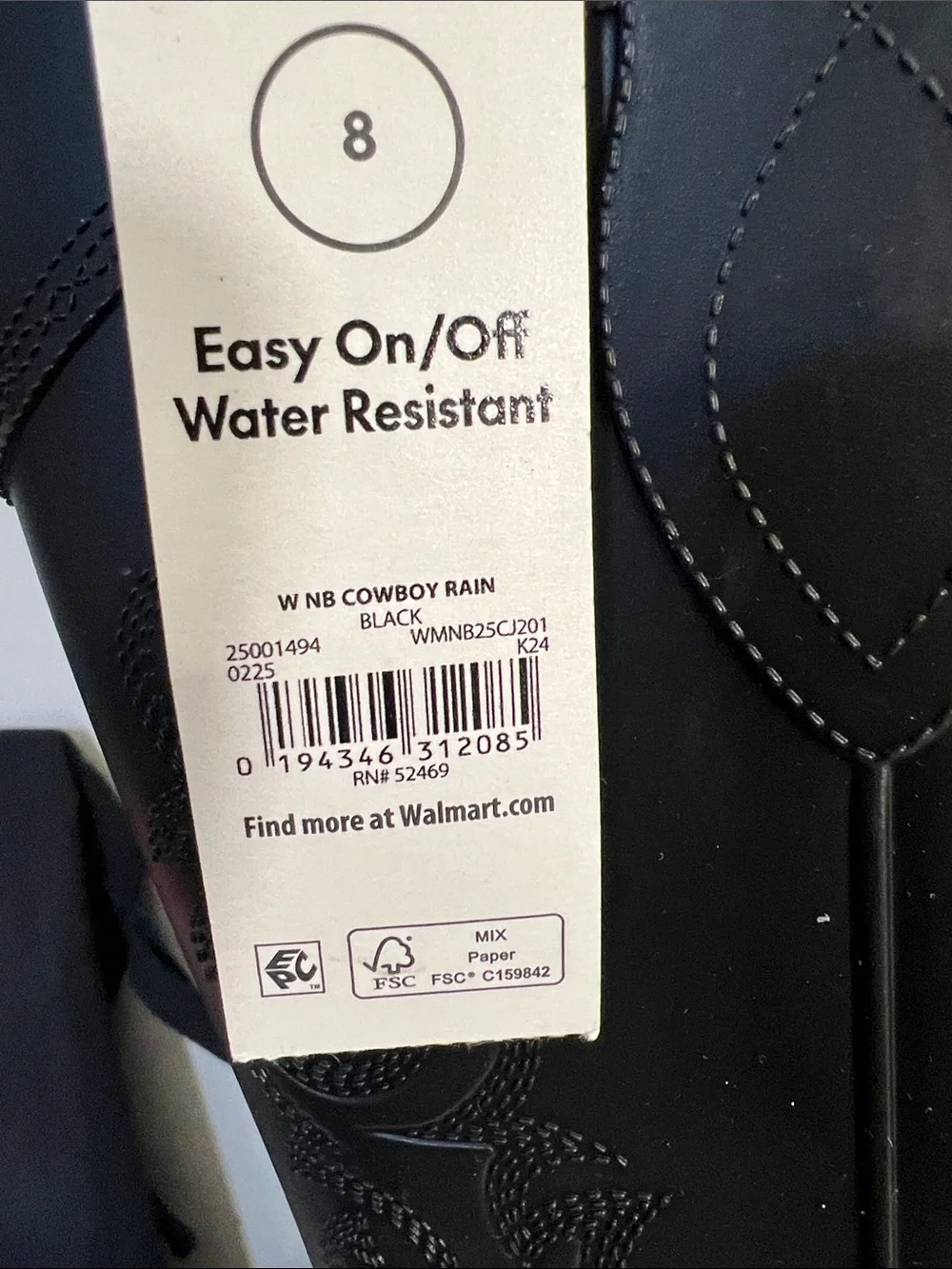 NWT No Boundaries Women's Cowboy Rain Boots Size 8 (No Box)